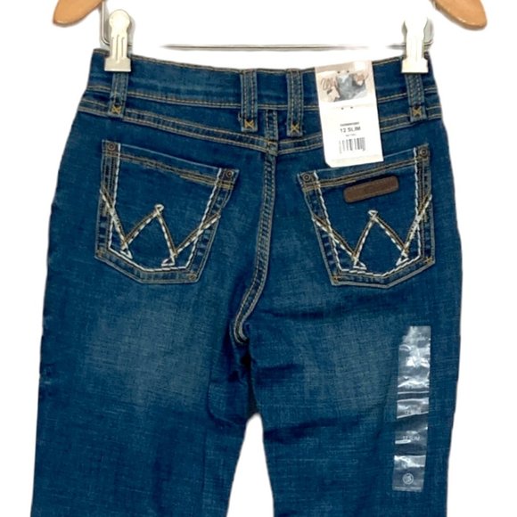 Wrangler Youth Retro Mid-rise Boot Cut Jean 1009MWGMS Blue New - Picture 4 of 6